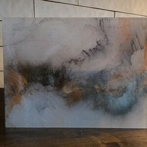 Abstract Coastal Haze Wall Art in Blue, Gray, and Gold